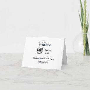 Simple welcome opening welcome barcode QR add name Thank You Card