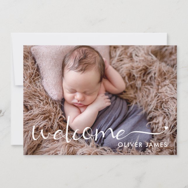 Simple Welcome Photo Birth Announcement (Front)