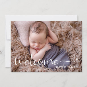 Simple Welcome Photo Birth Announcement
