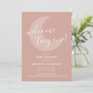 Simple Welcome Tiny One Terracotta Baby Shower  Invitation