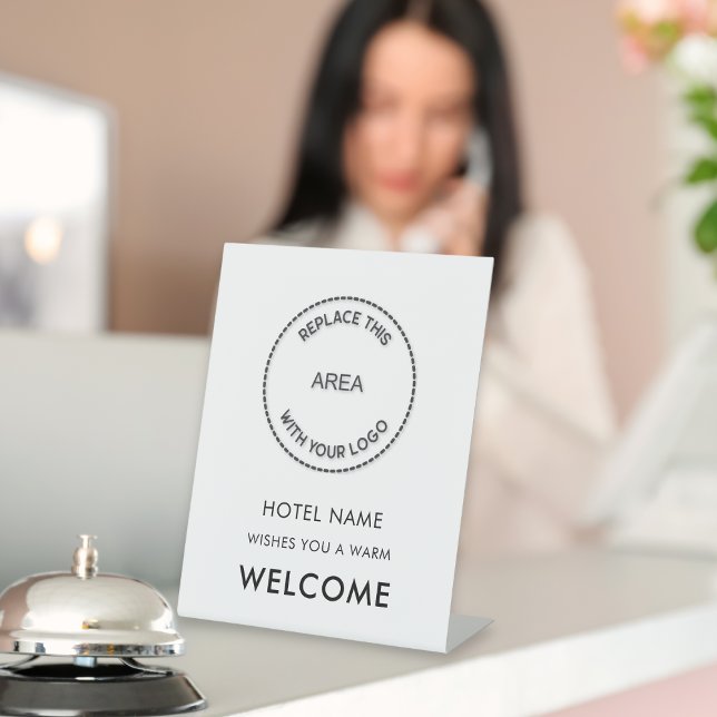 Simple Welcome To Hotel Name Logo Any Colour Pedestal Sign (Creator Uploaded)