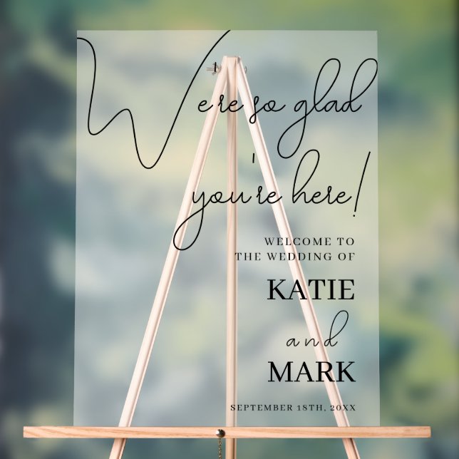 Simple Welcome To Our Wedding Frosted White & Blac Acrylic Sign (Neutral)