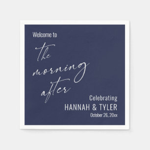 Simple Welcome to The Morning After Navy Napkin