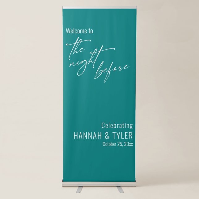 Simple Welcome to The Night Before Teal Retractable Banner (Front)