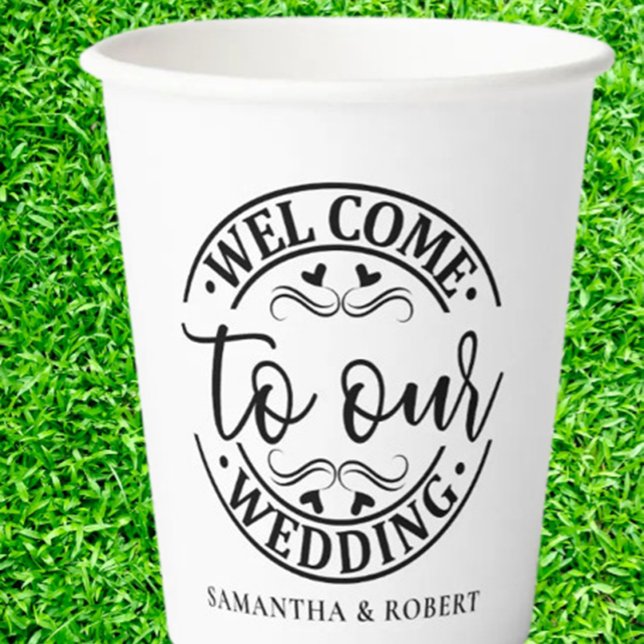 SIMPLE WELCOME WEDDING  PAPER CUPS (Welcome to a Wonderful Celebration!)