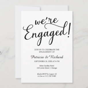 Simple We're Engaged Engagement Party Invitations