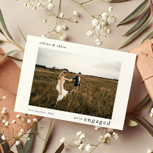 Simple We're Engaged Photo Engagement Party Announcement