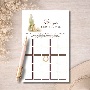 Simple Western Baby Shower Bingo Activity Game