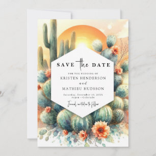 Simple Western Cactus Wedding Save The Date
