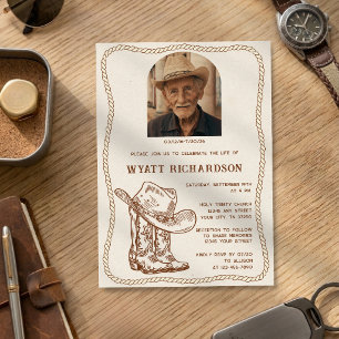 Simple Western Cowboy Celebration of Life Funeral Invitation