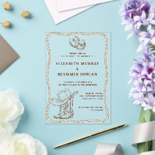 Simple Western Horseshoe Monogram Barn Wedding Acrylic Invitations