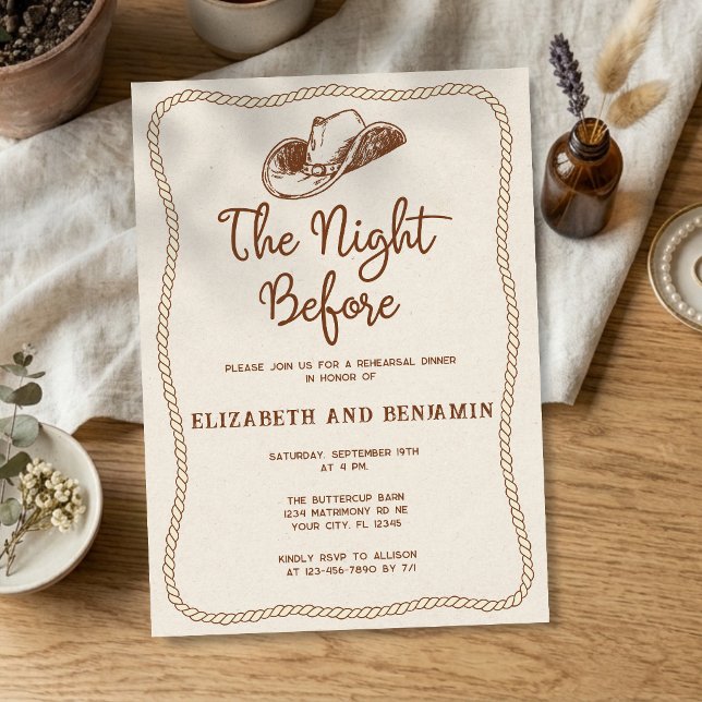 Simple Western Night Before Rehearsal Dinner Invitation (Creator Uploaded)