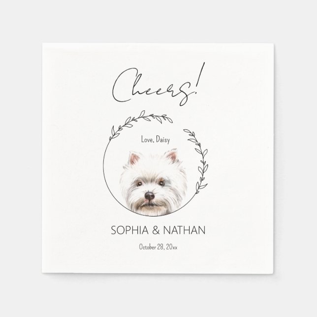 Simple Westie Dog Wedding Cocktail Napkins (Front)