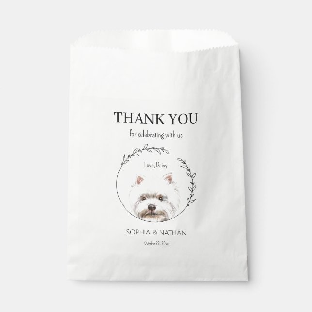 Simple Westie Wedding Thank You Favour Bag (Front)