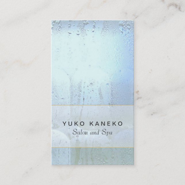 Simple Wet Blue Glass Beauty Salon and Spa Business Card (Front)
