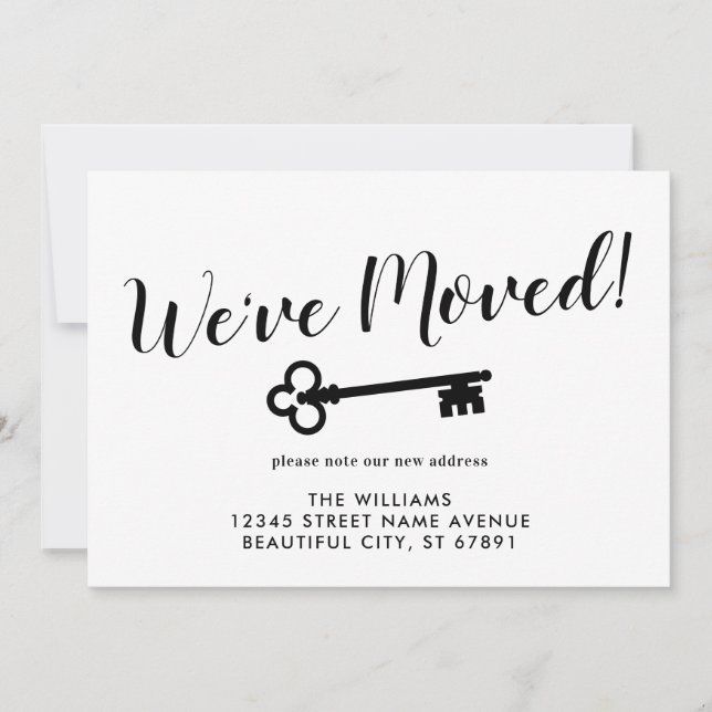 Simple We've Moved Key New Home Address Moving Announcement (Front)