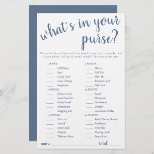 Simple Whats In Your Purse   Dusty Blue Game Card