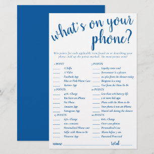 Simple Whats on Your Phone   Blue Game Card