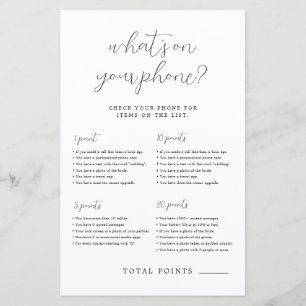 Simple What's On Your Phone Bridal Shower Game