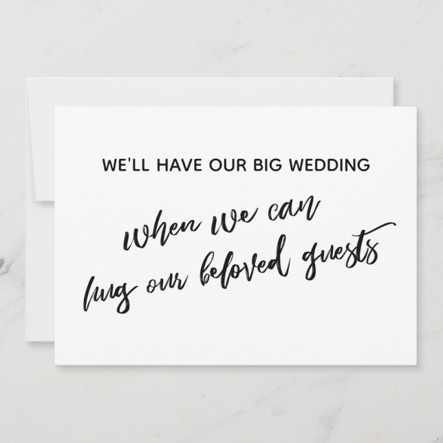 Simple When We Can Hug You Postponed Wedding Invitation (Front)