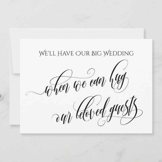 Simple When We Can Hug You Postponed Wedding Invitation (Front)