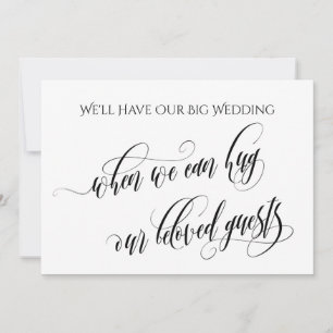 Simple When We Can Hug You Postponed Wedding Invitation