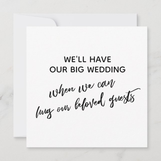 Simple When We Can Hug You Postponed Wedding Invitation (Front)