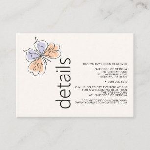 Simple Whimsical Butterfly Coral and Violet Enclosure Card