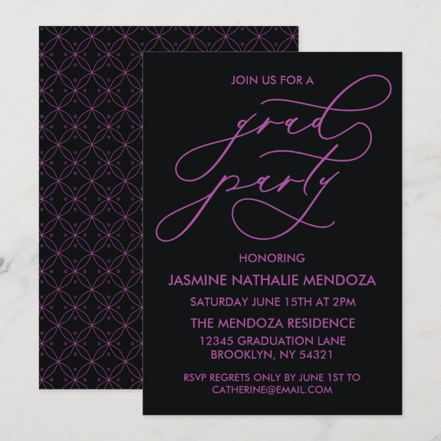 SIMPLE WHIMSICAL CALLIGRAPHY GRADUATION INVITATION (Front/Back)