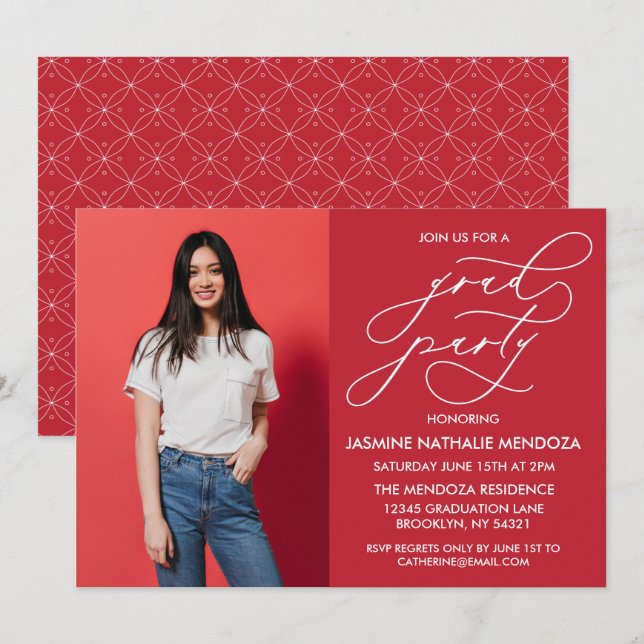 SIMPLE WHIMSICAL CALLIGRAPHY GRADUATION INVITATION (Front/Back)