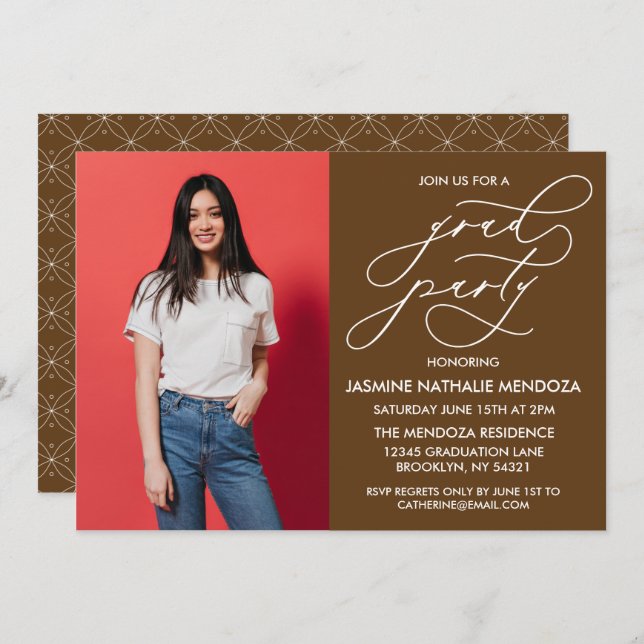 SIMPLE WHIMSICAL CALLIGRAPHY GRADUATION INVITATION (Front/Back)