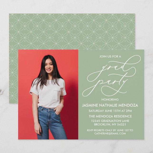 SIMPLE WHIMSICAL CALLIGRAPHY GRADUATION INVITATION (Front/Back)
