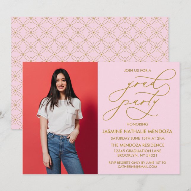 SIMPLE WHIMSICAL CALLIGRAPHY GRADUATION INVITATION (Front/Back)