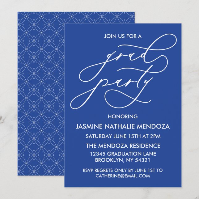 SIMPLE WHIMSICAL CALLIGRAPHY GRADUATION INVITATION (Front/Back)