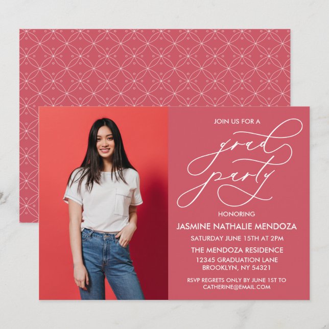 SIMPLE WHIMSICAL CALLIGRAPHY GRADUATION INVITATION (Front/Back)