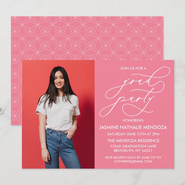 SIMPLE WHIMSICAL CALLIGRAPHY GRADUATION INVITATION (Front/Back)