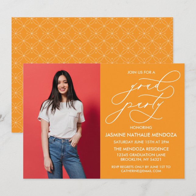 SIMPLE WHIMSICAL CALLIGRAPHY GRADUATION INVITATION (Front/Back)