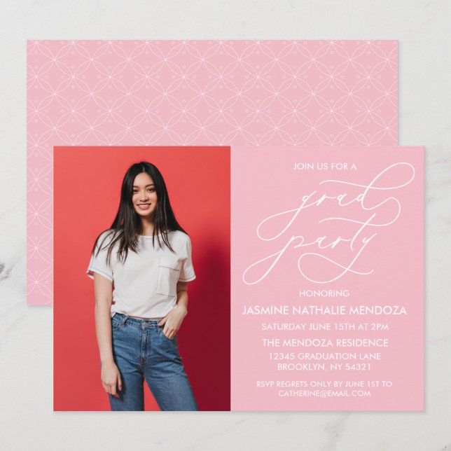 SIMPLE WHIMSICAL CALLIGRAPHY GRADUATION INVITATION (Front/Back)