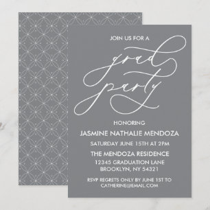 SIMPLE WHIMSICAL CALLIGRAPHY GRADUATION INVITATION