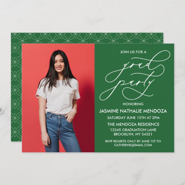 SIMPLE WHIMSICAL CALLIGRAPHY GRADUATION INVITATION (Front/Back)