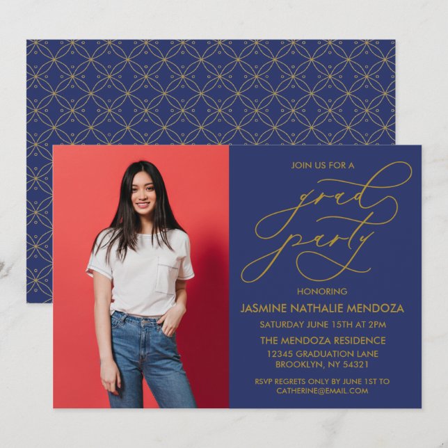 SIMPLE WHIMSICAL CALLIGRAPHY GRADUATION INVITATION (Front/Back)