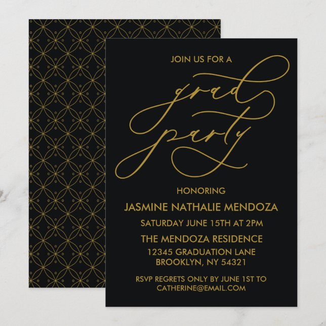 SIMPLE WHIMSICAL CALLIGRAPHY GRADUATION INVITATION (Front/Back)
