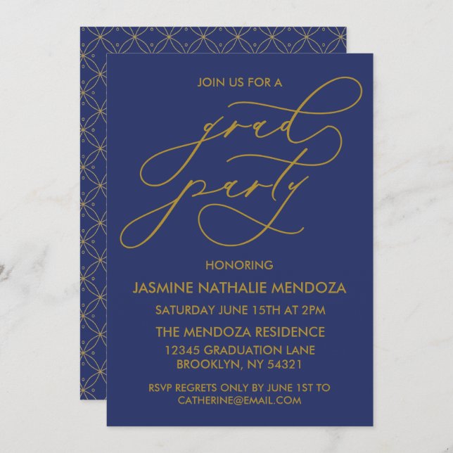 SIMPLE WHIMSICAL CALLIGRAPHY GRADUATION INVITATION (Front/Back)
