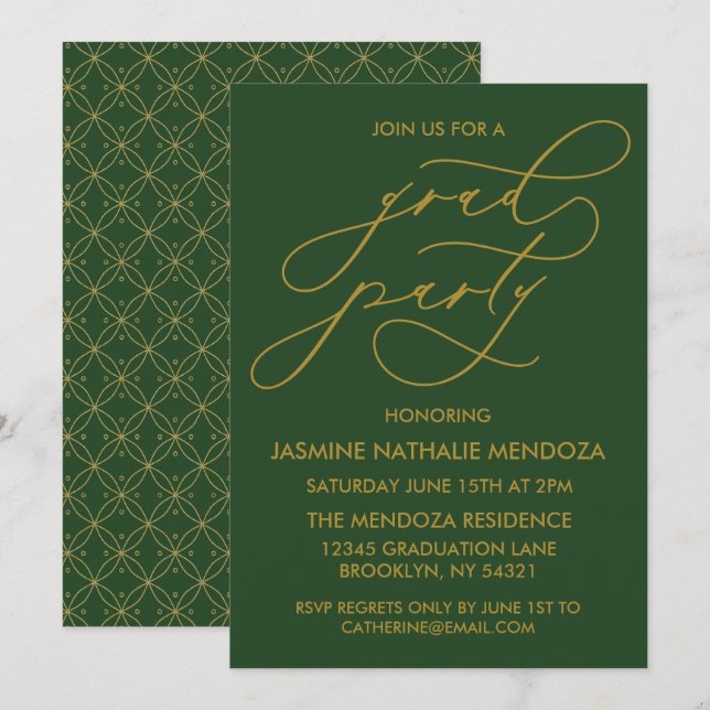 SIMPLE WHIMSICAL CALLIGRAPHY GRADUATION INVITATION (Front/Back)