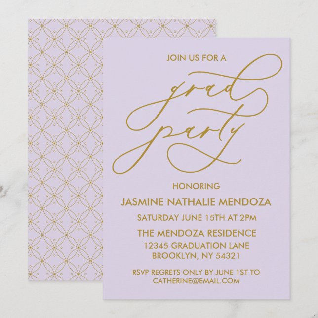 SIMPLE WHIMSICAL CALLIGRAPHY GRADUATION INVITATION (Front/Back)