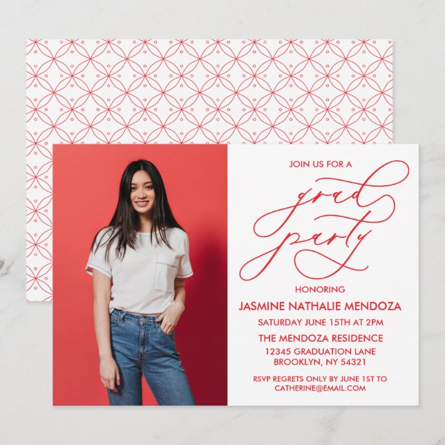 SIMPLE WHIMSICAL CALLIGRAPHY GRADUATION INVITATION (Front/Back)