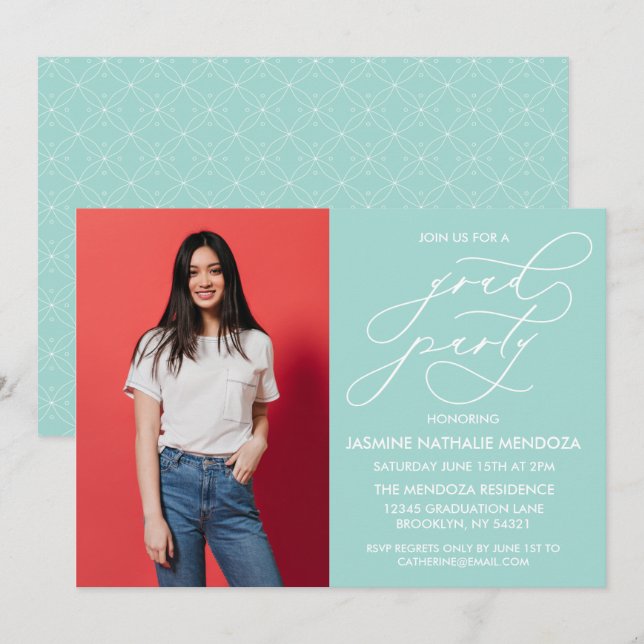 SIMPLE WHIMSICAL CALLIGRAPHY GRADUATION INVITATION (Front/Back)