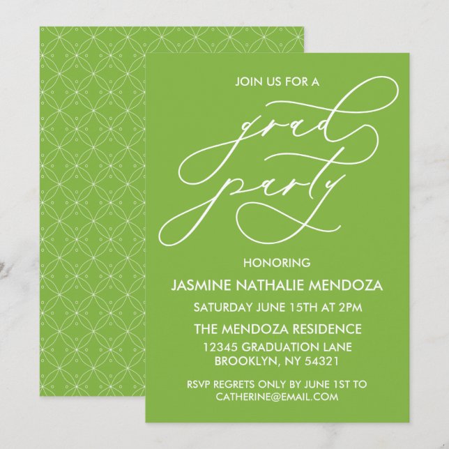 SIMPLE WHIMSICAL CALLIGRAPHY GRADUATION INVITATION (Front/Back)