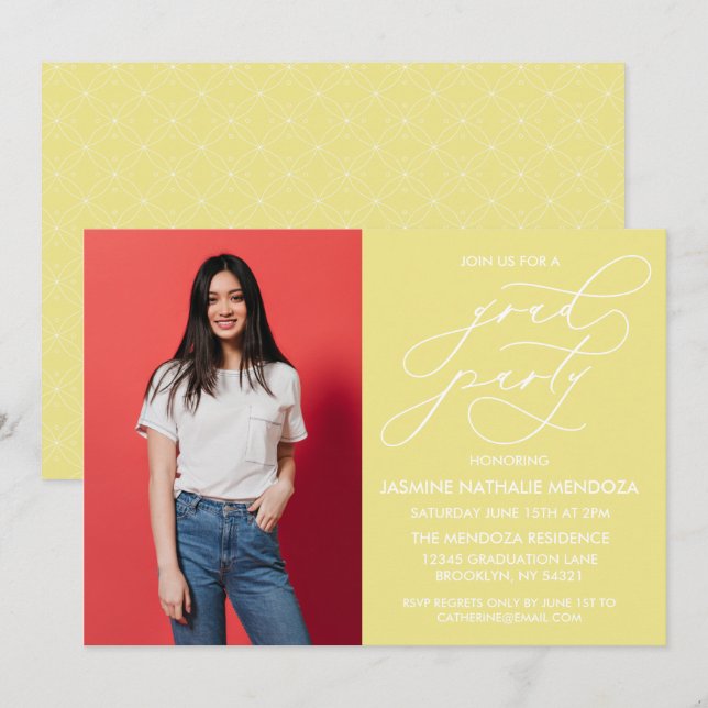 SIMPLE WHIMSICAL CALLIGRAPHY GRADUATION INVITATION (Front/Back)