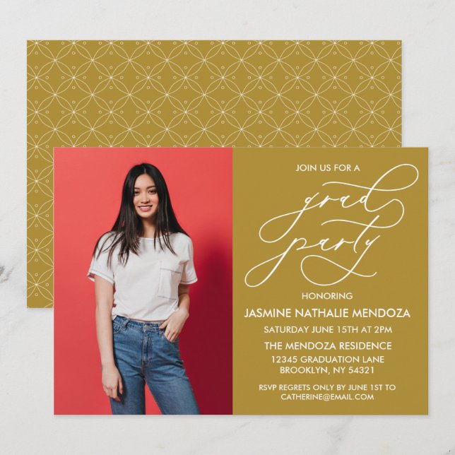 SIMPLE WHIMSICAL CALLIGRAPHY GRADUATION INVITATION (Front/Back)